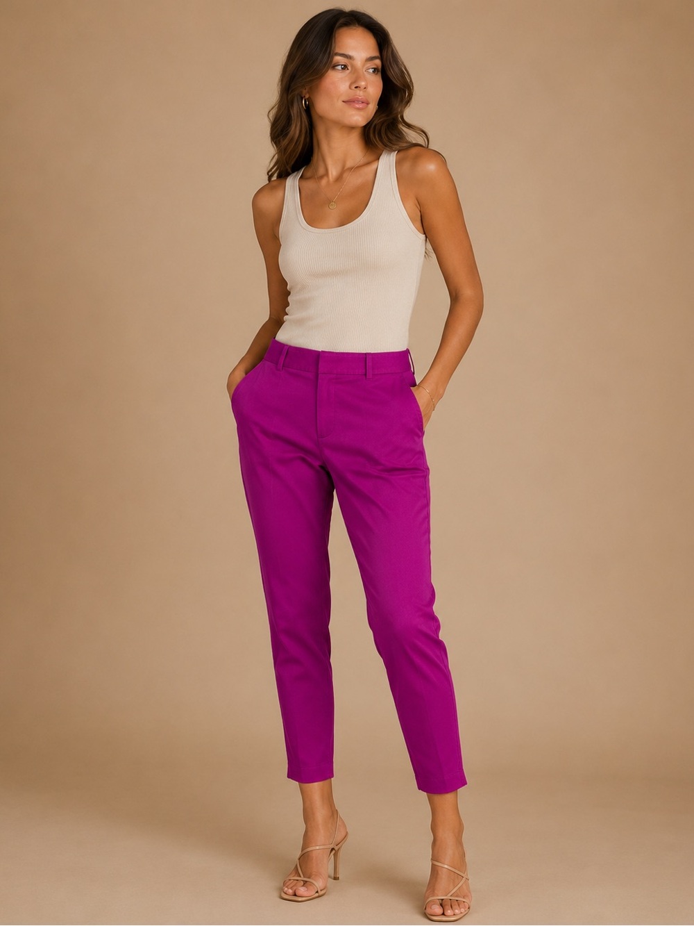 Merona Hot Pink Stretch Ankle Pants Size 12 Career Work Statement Pants